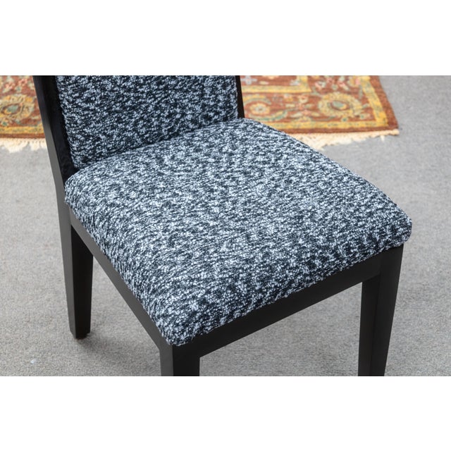 Barbara Barry for Baker Set of 10 Lacquered Black & White Fabric Dining Chairs For Sale - Image 11 of 11