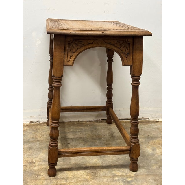 19th Century English Oak Table With Lunette Frieze Detail For Sale In Naples, FL - Image 6 of 11