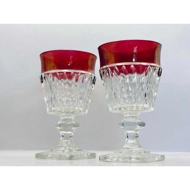 1960s Ruby Rimmed Water Goblets- A Pair For Sale In Jacksonville, FL - Image 6 of 9