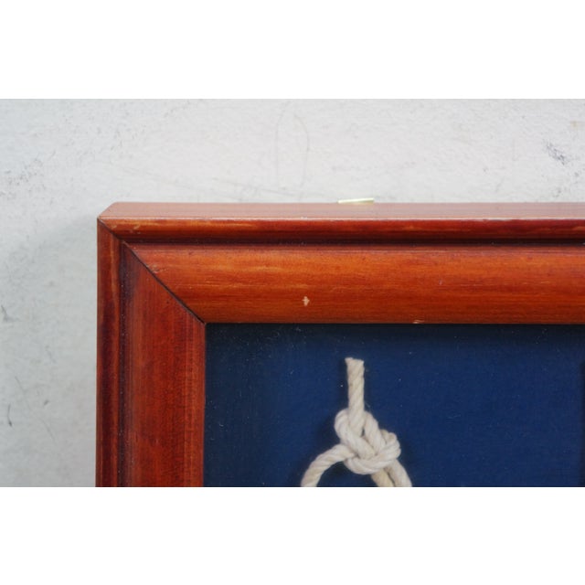 Blue Vintage Nautical Maritime Sailing Rope Knots Boat Ship Shadow Box Display 24" For Sale - Image 8 of 11