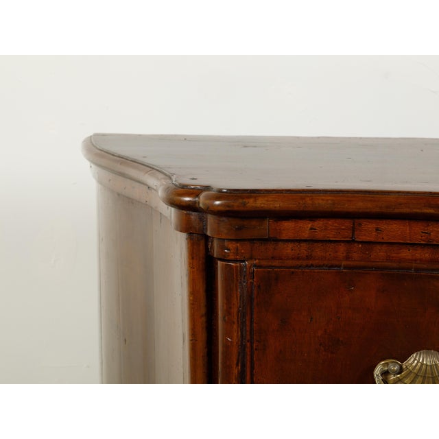 Italian 1800s Walnut Three-Drawer Serpentine Front Commode with Bronze Hardware For Sale - Image 4 of 12