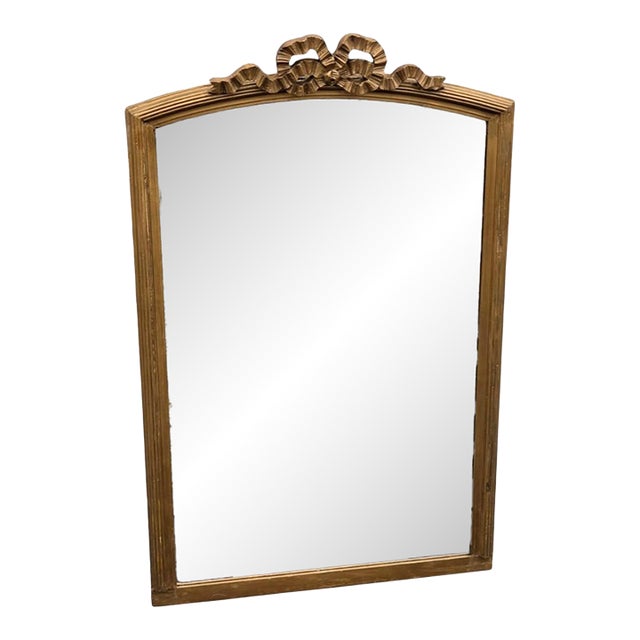 1920 French Gilded Beveled Edge Mirror. For Sale