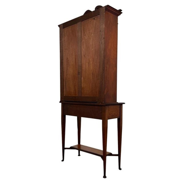 Antique Early 20th Century English Walnut Display Cabinet For Sale - Image 9 of 13