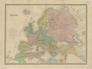 Antique Map of Europe Political Divisions by Andriveau-Goujon, Paris, 1861