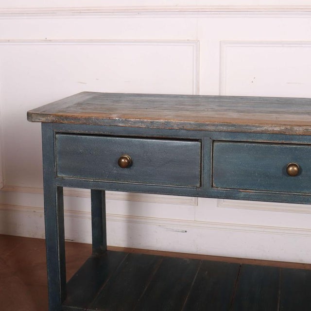 Good early 19th C English painted country house dresser base. 1810 This piece is designed in the style of the selected...