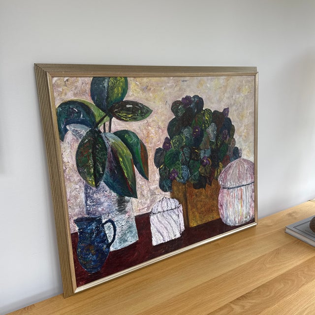 Late 20th Century Signed Impasto Style Botanical Still Life For Sale - Image 4 of 12
