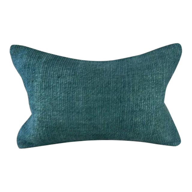 16 x 24 Hemp Pillow Turkish Cushion Natural Grayish Blue Pillow Cushion Cover For Sale