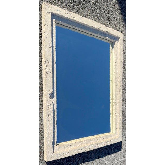 Composite stone coral rock wall mirror from 70's. Organic modern/Coastal/Modernist/Mediterranean Style. The mirror...