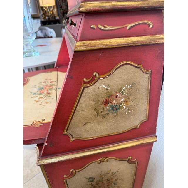 Italian Hand Painted Venetian Style Secretary Desk For Sale - Image 13 of 18