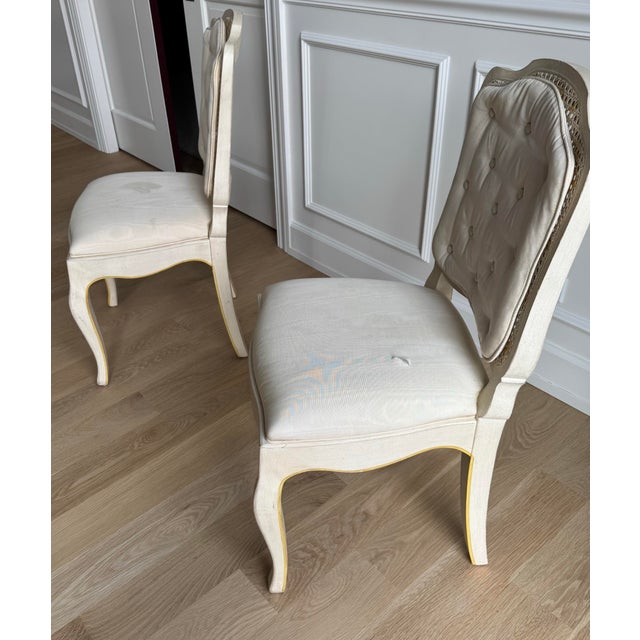 1960s Jacques Bodart Louis XV Style Chairs With Hand-Painted Cane, a Pair For Sale - Image 5 of 9