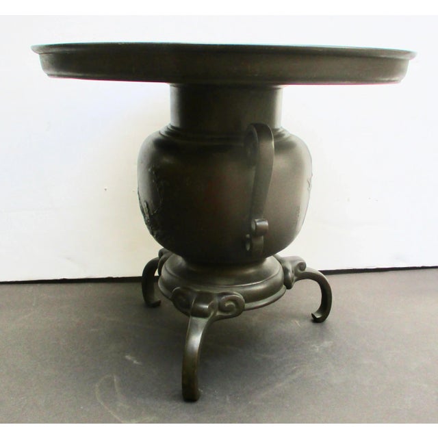 Japanese Usubata Bronze Antique Vase For Sale - Image 4 of 12
