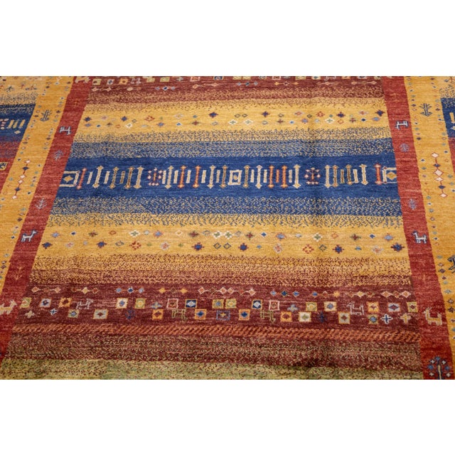 Yellow Contemporary Gabbeh Rug 6'8'' X 9'7'' For Sale - Image 8 of 12