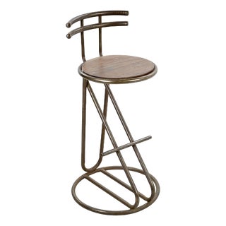 Metal and Wood Bar Stool For Sale
