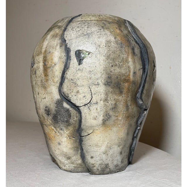 Figurative Exquisite Antique d.j. Handmade Perpetual Man Face Figural Pottery Vase For Sale - Image 3 of 15
