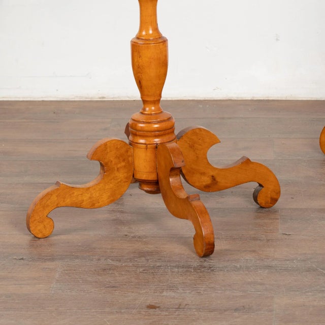 Pair, Biedermeier Small Pedestal Side Tables, Sweden Circa 1890 For Sale - Image 9 of 10