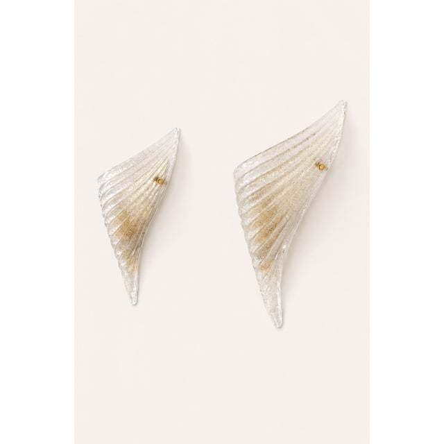 Vintage Pressed Molded Murano Glass Wall Sconces, Italy, 1980, Set of 2 For Sale - Image 6 of 6