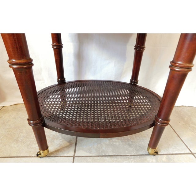 Ethan Allen Old World Treasures Solid Mahogany Wood Caned Two Tier Oval