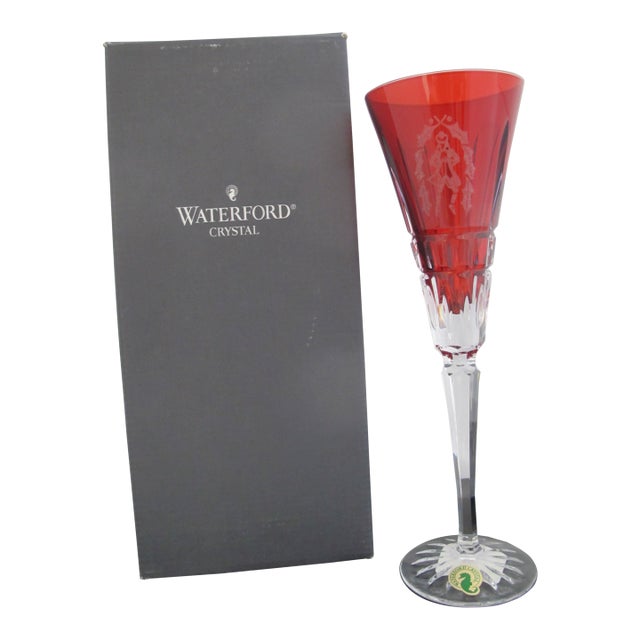 Waterford Crystal 12 Days of Christmas 10 Lords Leaping Crimson Champagne Flute For Sale
