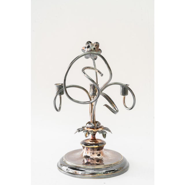 Jugendstil Silvered Brass Candleholder for 3 Candles, Vienna, Austria, 1908 For Sale - Image 11 of 15