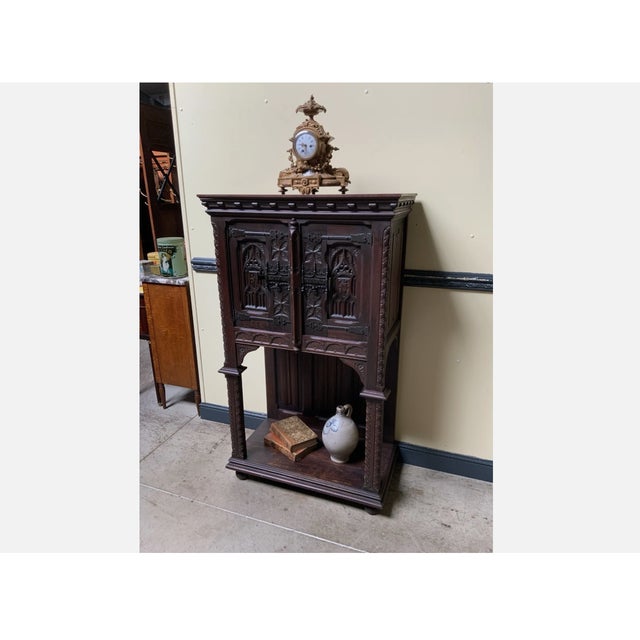 Brown Antique Neo-Gothic Cabinet, 1880 For Sale - Image 8 of 12