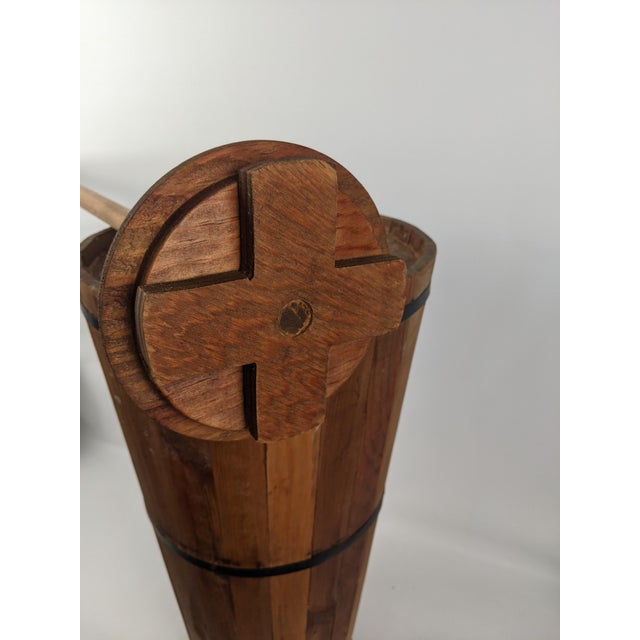 Late 19th Century Antique Primitive Wooden Stave Butter Churn With Dasher, C. 1890–1919 For Sale - Image 5 of 14