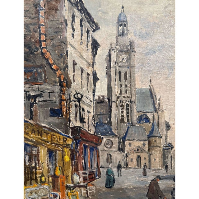 Wood Early 20th Century French Parisian Oil Painting on Board Signed Rene Malus For Sale - Image 7 of 8