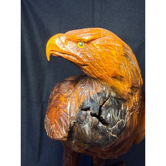 American 1950s Wood Carving of Golden Eagle. For Sale - Image 3 of 9