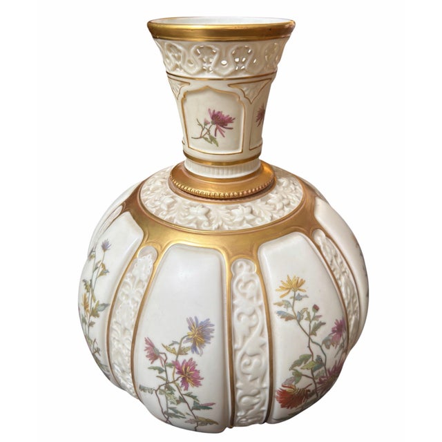 19th Century Large Antique Royal Worcester English Porcelain Vase For Sale - Image 5 of 6