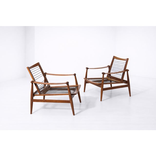Armchairs in Metal, Walnut, and Fabric from Finn Juhl, Set of 2 For Sale - Image 14 of 18
