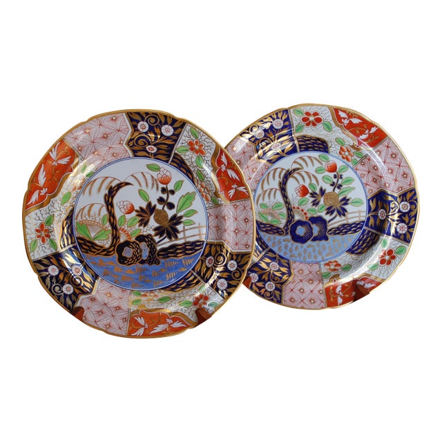Pair of Early Spode Imari “Rock and Tree” or “Money Tree” Pattern Plates For Sale