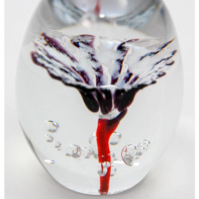 Contemporary Daum France Blown Crystal Art Glass Paperweight Signed Egg Shape Red Blue White For Sale - Image 3 of 12