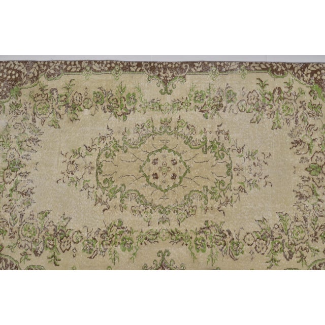 1950s Ethnic Small Oushak Wool Carpet For Sale - Image 4 of 6