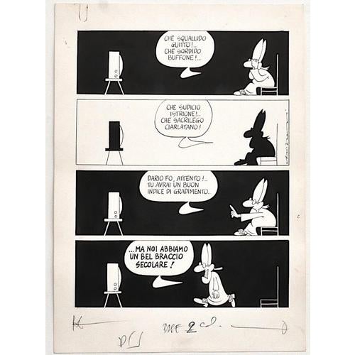 Alfredo Chiappori, Political Comics, China Ink Drawing, 1977 For Sale