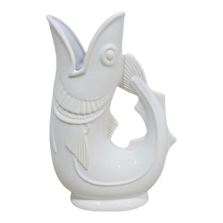 Vintage White “Gurgling Cod” Fish Pitcher – Made in England for Shreve, Crump & Low Boston For Sale