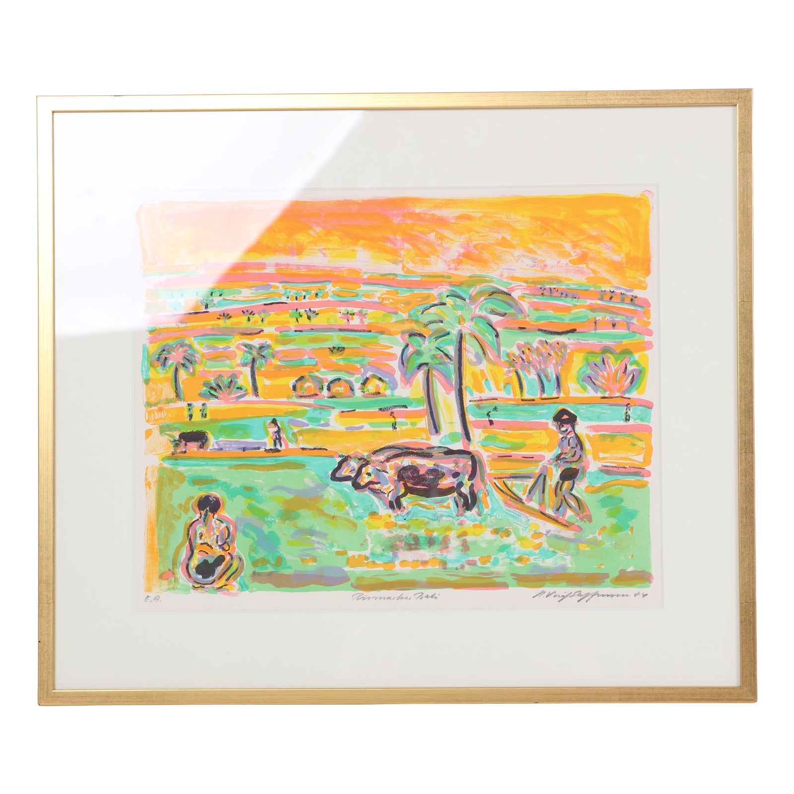 Hans Voigt Steffensen, Rice Fields Bali e.a. Danish Art, 1984, Graphite ...