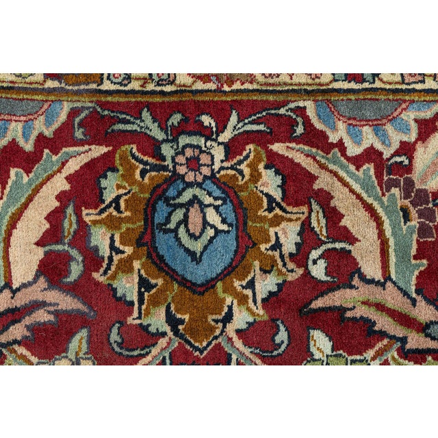 Textile Fine Antique Persian Tabriz Floral Red Handmade Wool Rug For Sale - Image 7 of 11