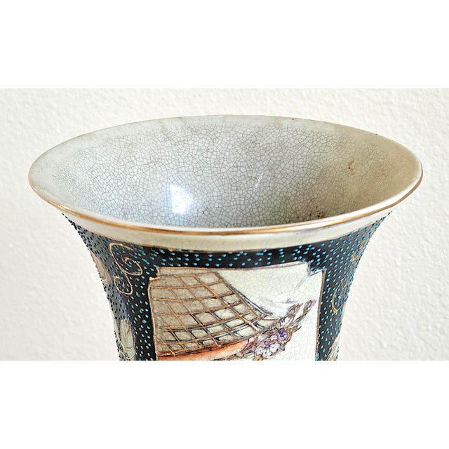 Vintage Japanese Royal Satsuma Hand-Painted Vase & Octagonal Plate – Set of 2 For Sale - Image 13 of 18