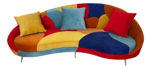 Multicolor Three-Seater Curved Glamorous Sofa, 1990s