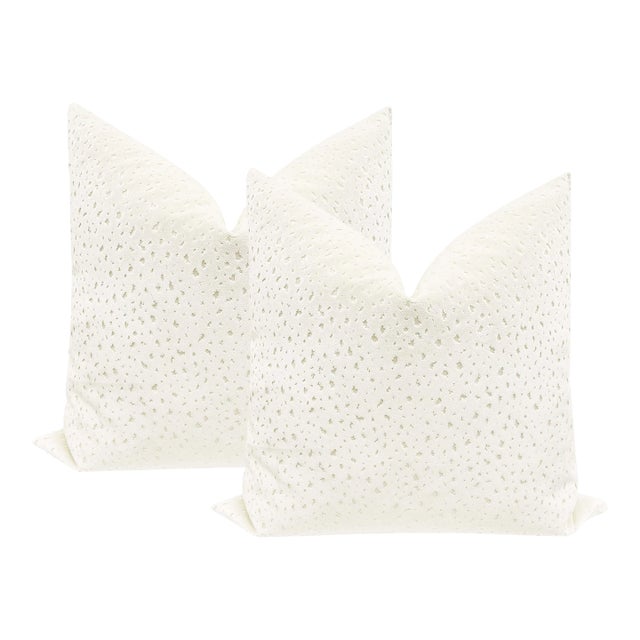 22" Alabaster Antelope Cut Velvet Pillows - a Pair For Sale