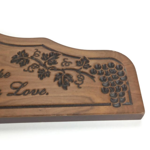 Vintage 70’s Hand Carved Cherry Wood Wall Plaque For Sale In Portland, ME - Image 6 of 9