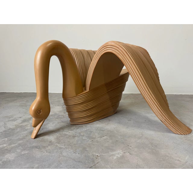 Mid-Century Modern Vintage Coastal Carved Wood Swan Square Coffee Table With Beveled Glass Top/ Sold For Sale - Image 3 of 11