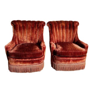 Vintage Mid Century Red Tufted Lounge Chairs by Bechtold - a Pair For Sale