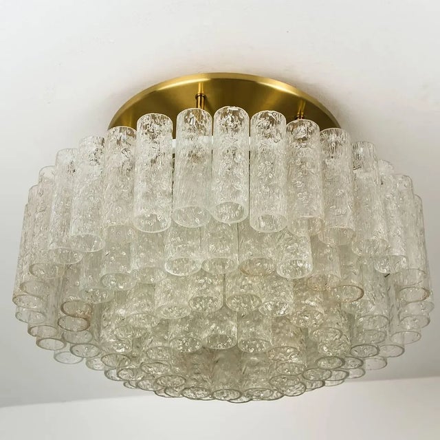 Large Glass Brass Light Fixtures from Doria, Germany, 1969, Set of 3 For Sale - Image 14 of 18