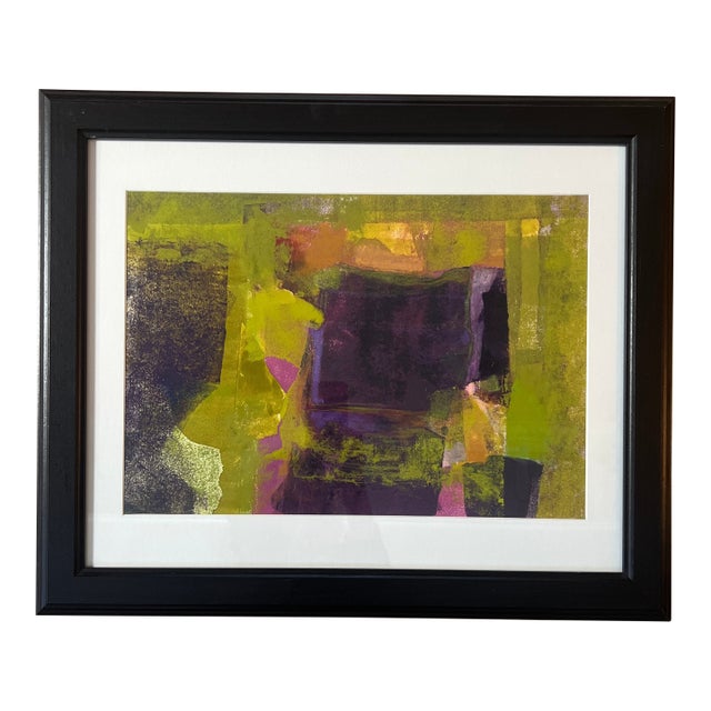 Framed Original Abstract Monotype Print For Sale