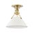 Transitional Hudson Valley Lighting Mark D. Sikes Painted No.2 1-Light Semi Flush, Aged Brass/Off White For Sale - Image 3 of 3