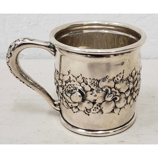 Late 19th Century Sterling Silver Christening Cup W/ Floral Pattern C.1895 For Sale - Image 11 of 11