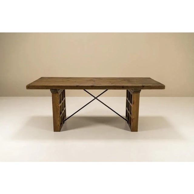 Brutalist Biosca Dining Table with Geometric Patterns in Pine, Spain, 1960s For Sale - Image 3 of 13