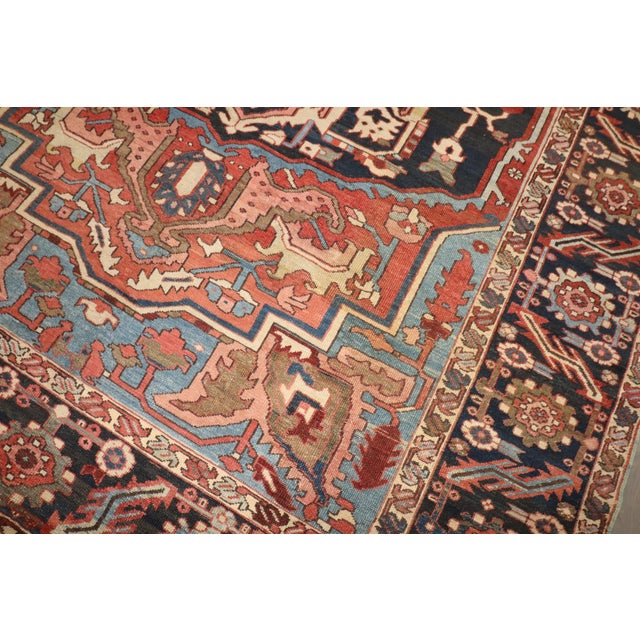 Antique Zabihi Collection Masculine Persian Heriz Rug - 8'8" x 12'2" For Sale - Image 9 of 12