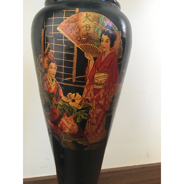 Pair of Large Chinoiserie Style Urns or Vases on Pedestals of Glazed Terracotta For Sale In Miami - Image 6 of 8