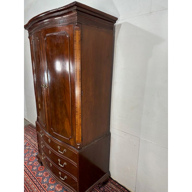 Early 20th Century Vintage Baker Mahogany Chippendale-Style Armoire Cabinet With Drawers For Sale - Image 5 of 11